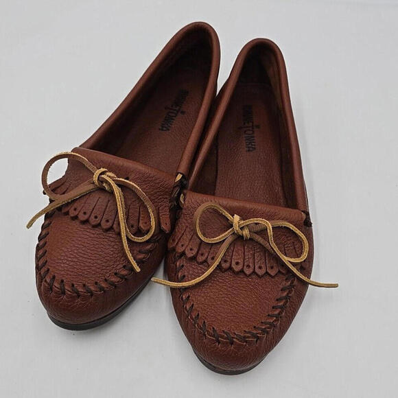 Minnie Tonka‎ Light Brown Leather Slip-On Moccasin Shoes for Size 10 US 38W - Picture 3 of 9